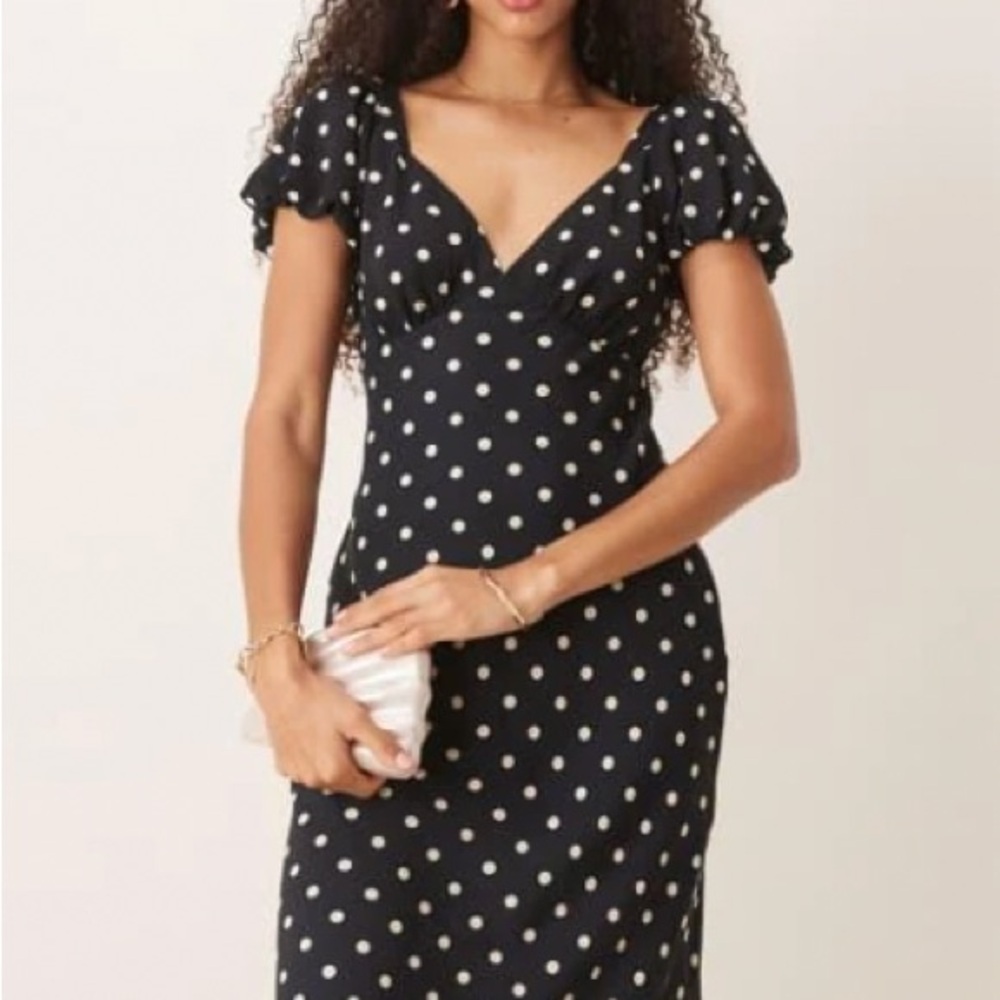 Abercrombie & Fitch Black Maxi Dress with White Polka Dots